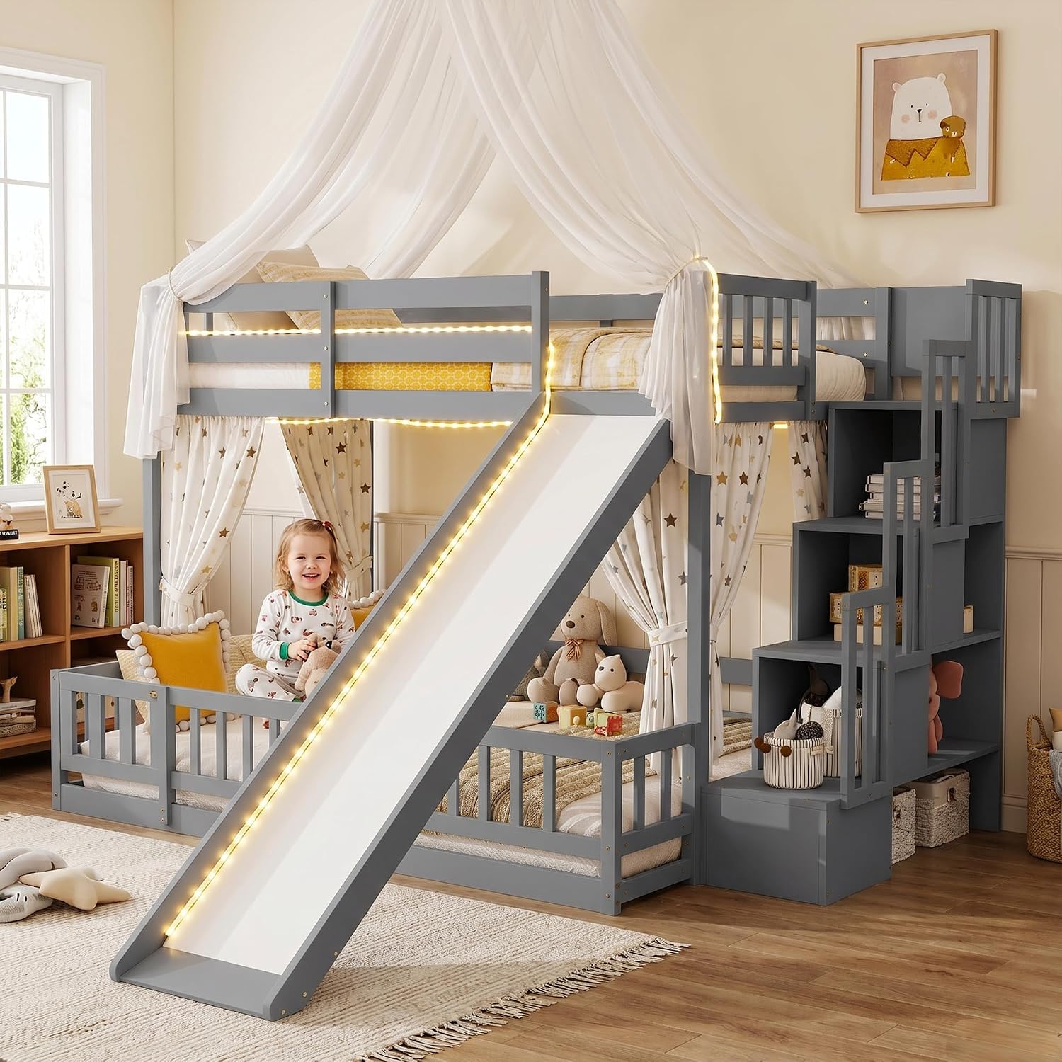 Bunk Bed With Stairs And Slide - Twin Over Full Bunk Bed with