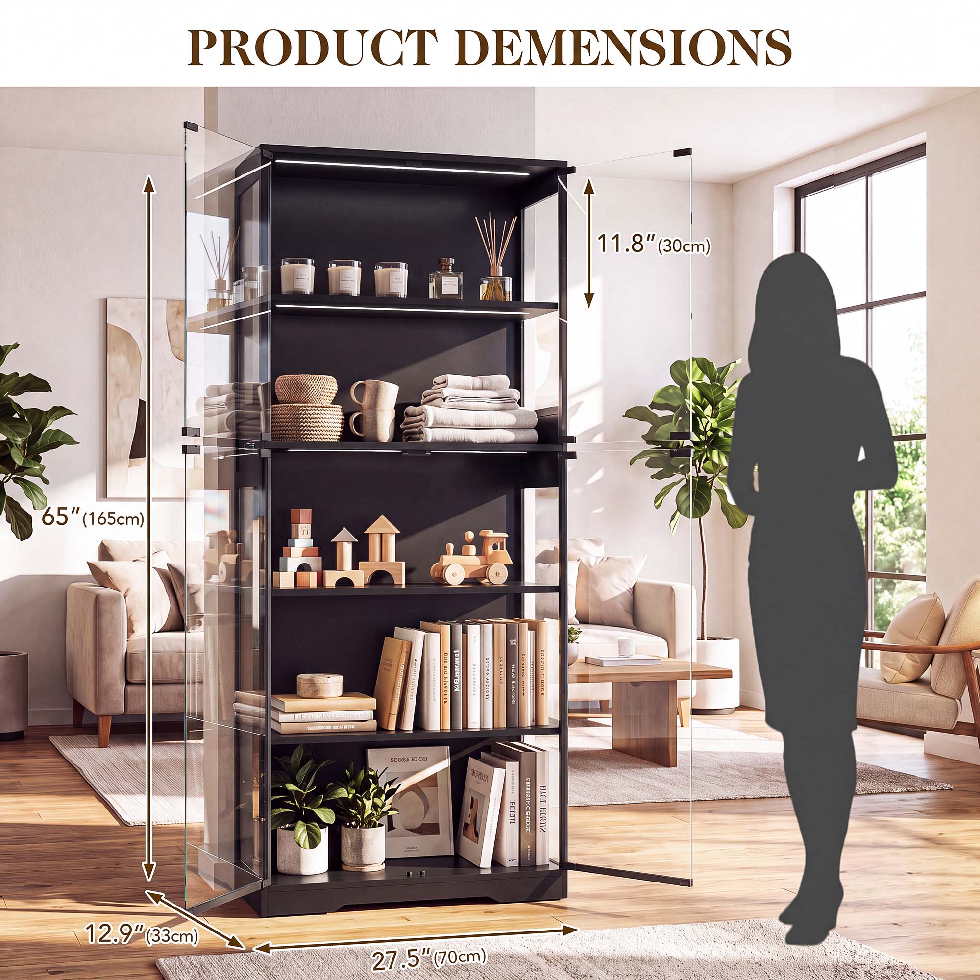 TCGBKAF 5‑Tier Display Cabinet - Bedroom Furniture ulasan dan harga