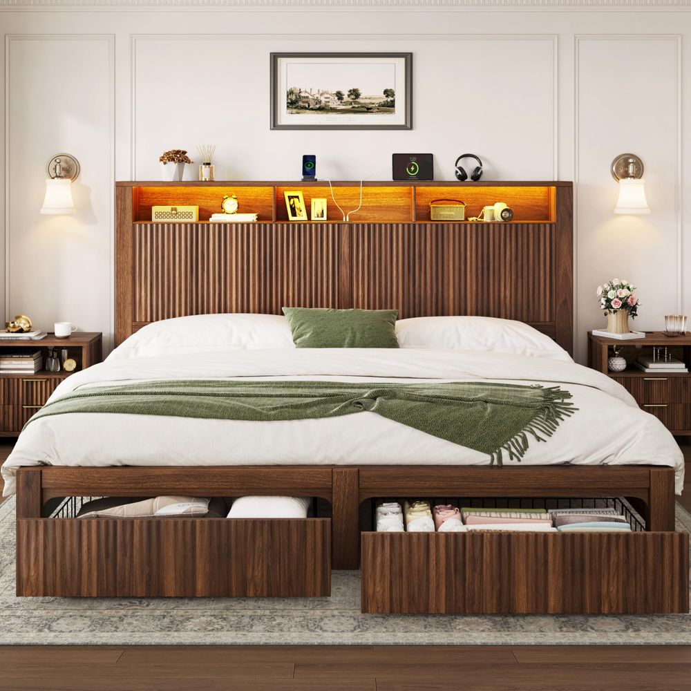 King Size Bed Frame and Headbo - King Size Bed Frame With Storage Drawers ulasan dan harga