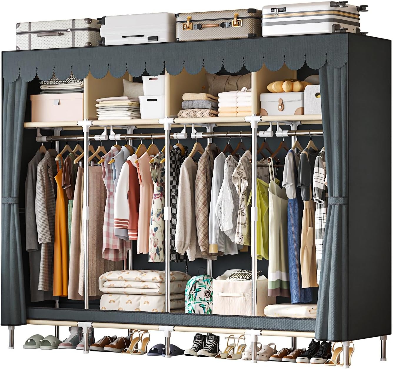 79 Inch Extra Wide Walk-in Sty - Wardrobe Closet Portable Fabric Cover ulasan dan harga
