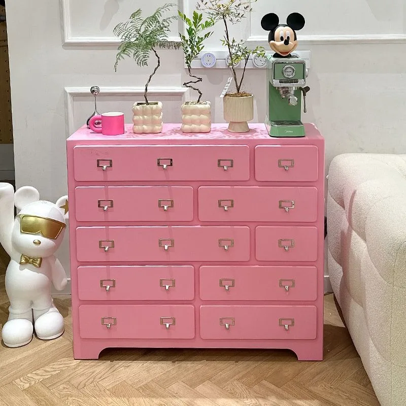 Pink solid wood ten chest cabi - Storage ulasan dan harga