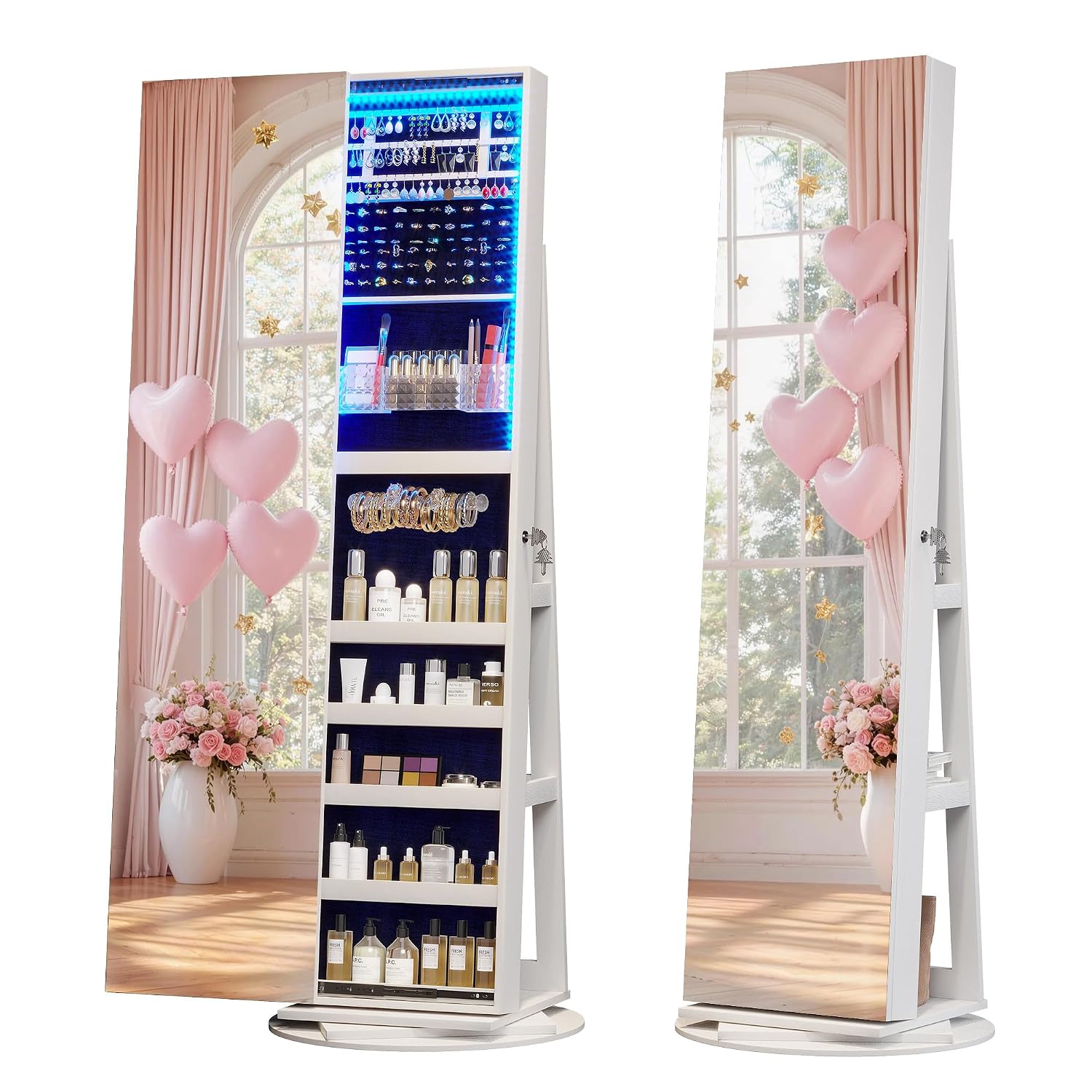 360° Swivel Jewelry Mirror Cab - Full Length Mirror Jewelry Armoire ulasan dan harga