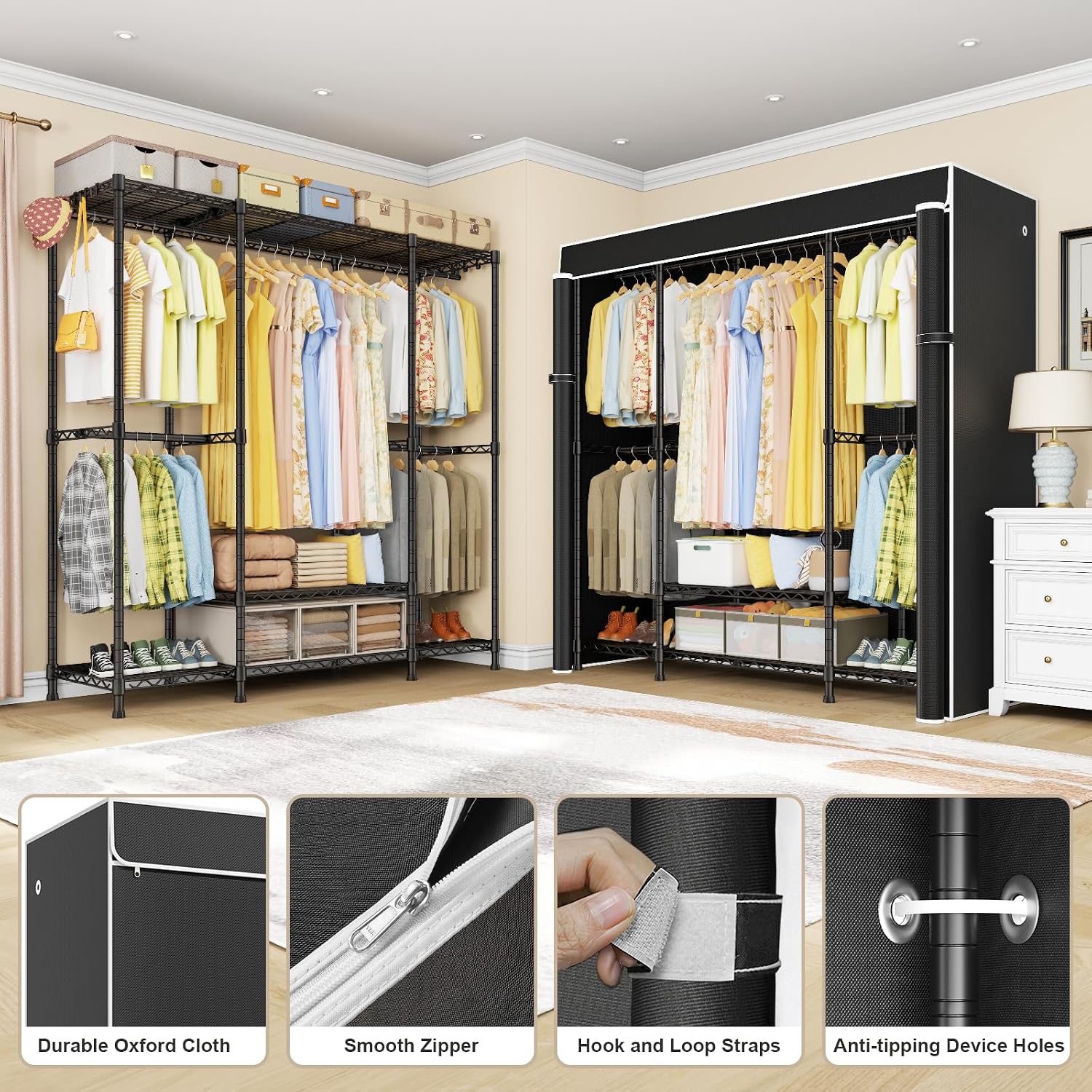 E3C Heavy Duty Portable Closet - Wardrobe Closet Portable Fabric Cover ulasan dan harga