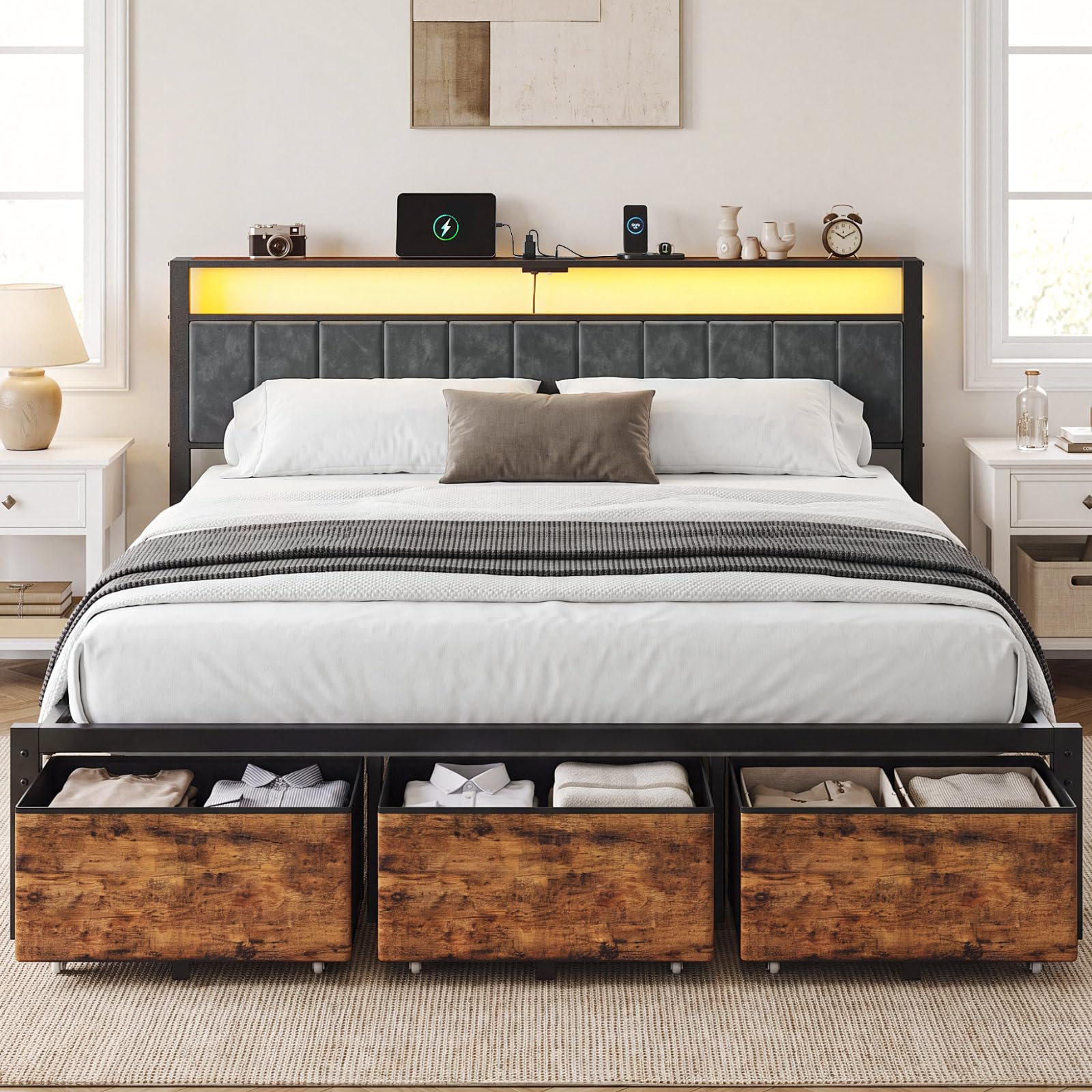 King Size Bed Frame with Stora - King Size Bed Frame With Storage Drawers ulasan dan harga
