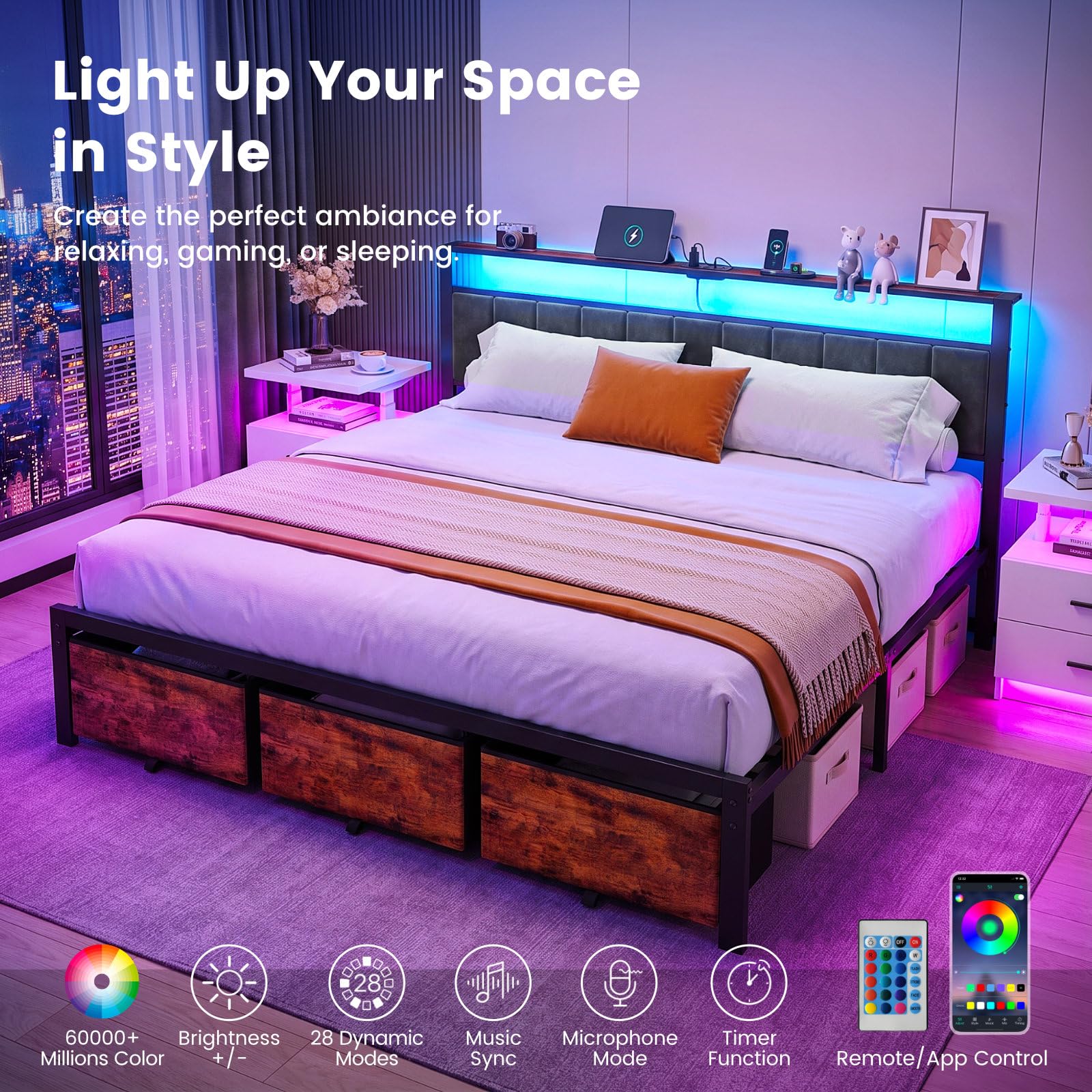 King Size Bed Frame with Stora - King Size Bed Frame With Storage Drawers ulasan dan harga