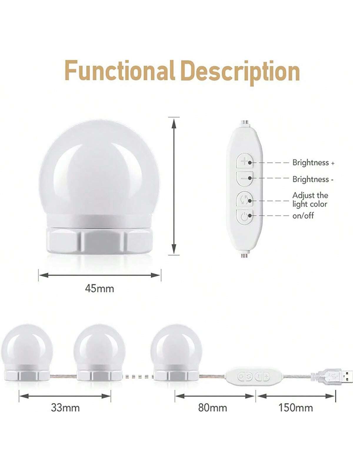 New Detachable Bulbs Professio - Dressing Table Vanity With Lighted Mirror ulasan dan harga