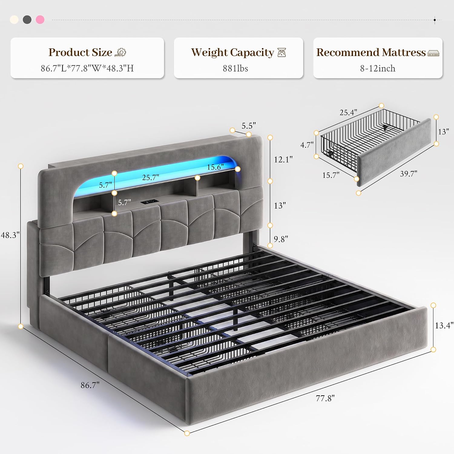 King Size Bed Frame with 4 Sto - King Size Bed Frame With Storage Drawers ulasan dan harga